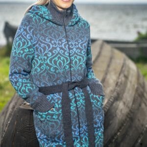 Wool cardigan Artistic blue