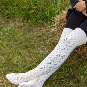 Lace above-the-knee knee highs with ribbed trim