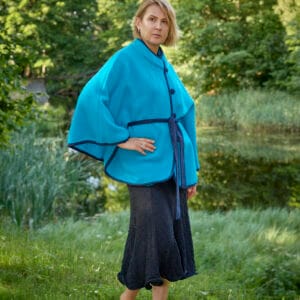 Women's wool poncho ANGELA bright blue