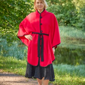 Women's wool poncho ANGELA red