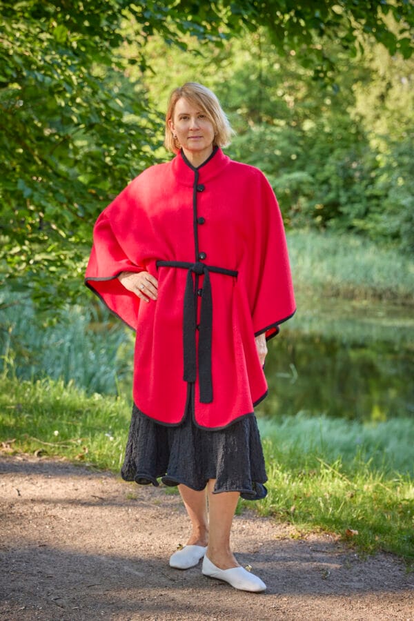 Naiste villane poncho ANGELA punane