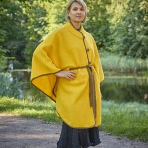Women's wool poncho ANGELA yellow