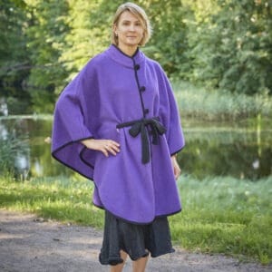 Women's wool poncho ANGELA purple