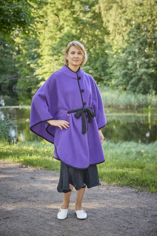 Women's wool poncho ANGELA purple
